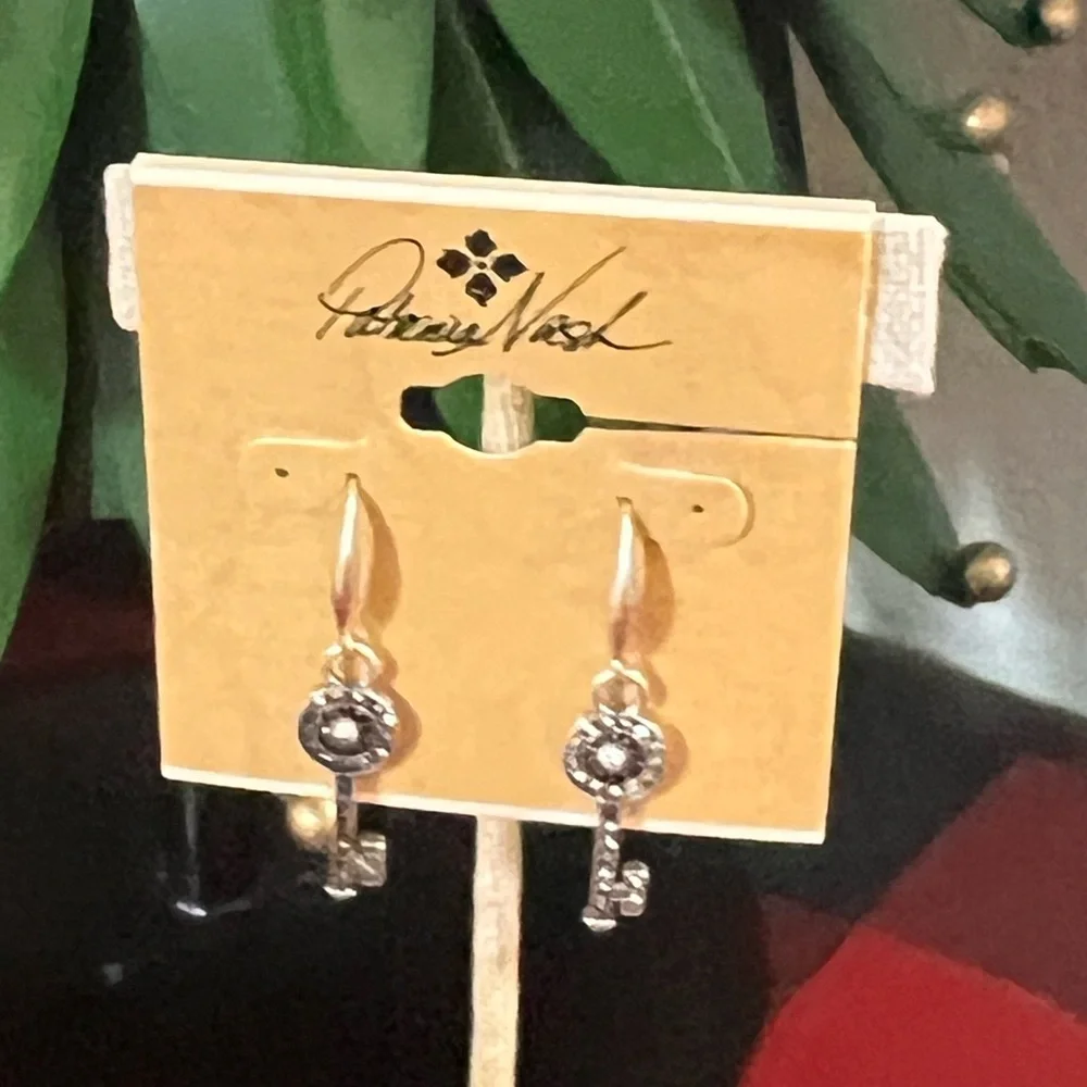 Patricia Nash Silver Key Charm Earrings